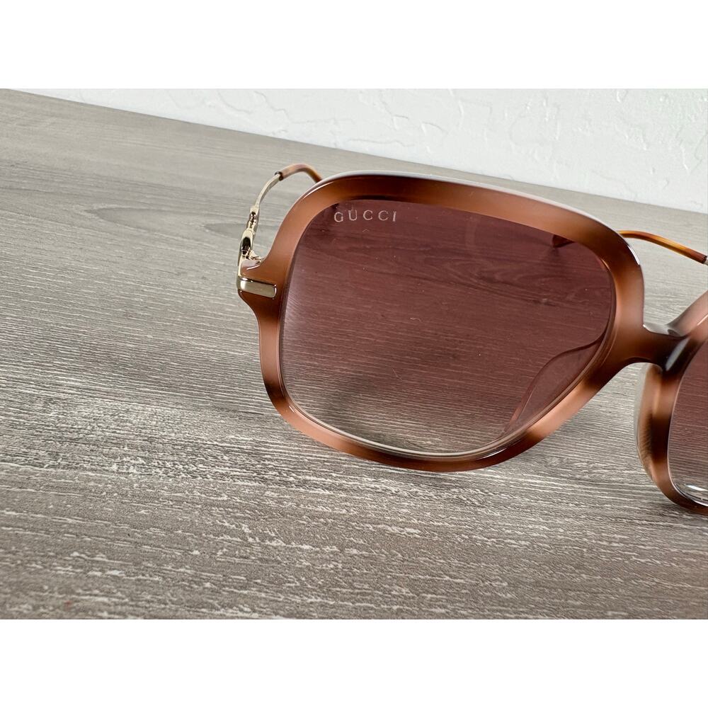 Gucci GG0884SA 003 Sunglasses 58mm Square Havana Brown Gradient w/ Case & Pouch - Picture 5 of 10